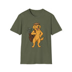 CARTOON GOLDEN RETRIEVER GOLFER CADDY 89 T-SHIRT