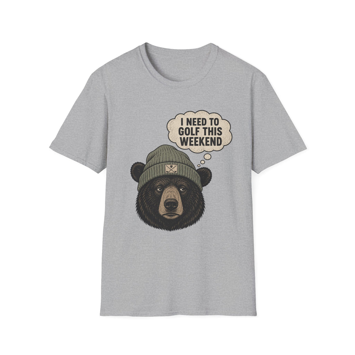 BEAR-BEANIE-GOLF-WEEKEND-THOUGHT-GRAY-73 T-SHIRT