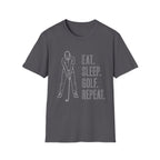 EAT SLEEP GOLF REPEAT WHITE TEXT T-Shirt