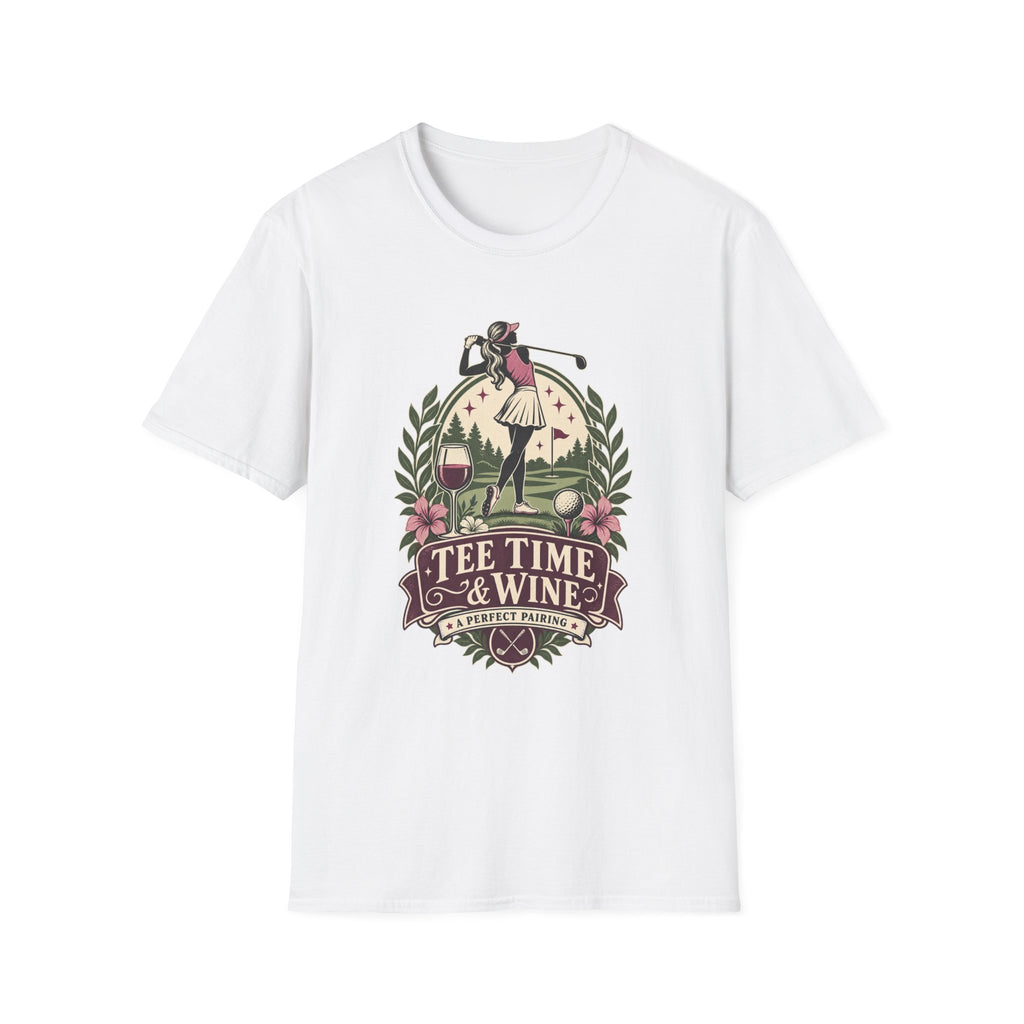 TEE TIME AND WINE GOLFER BADGE T-SHIRT