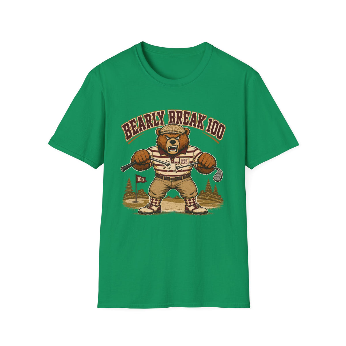 BEARLY BREAK 100 ANGRY BEAR GOLFER 165 T-SHIRT