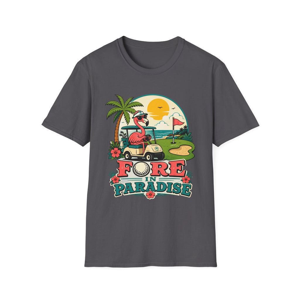 FORE IN PARADISE FLAMINGO CART 11 T-SHIRT