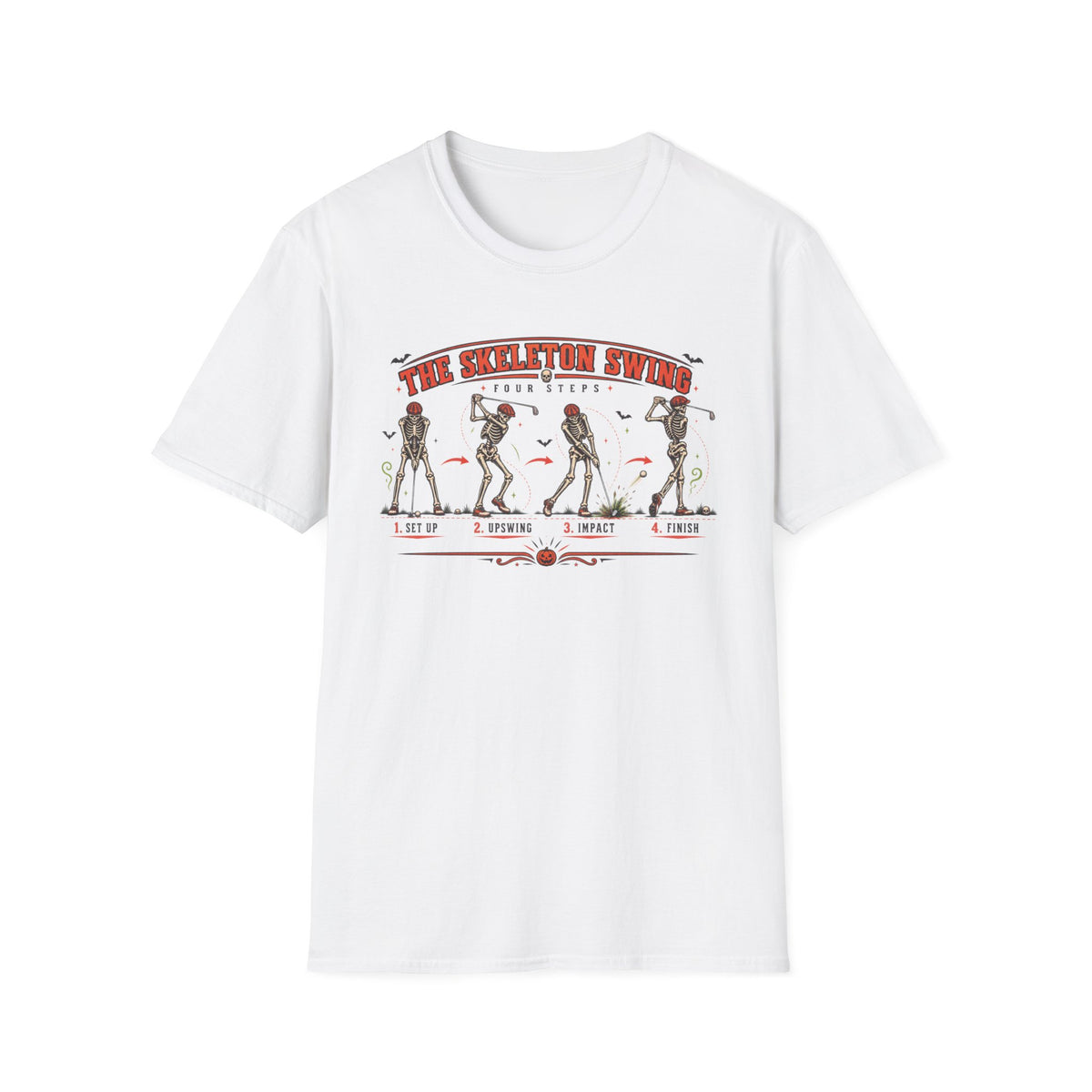 SKELETON GOLF SWING FOUR STEPS TUTORIAL T-SHIRT