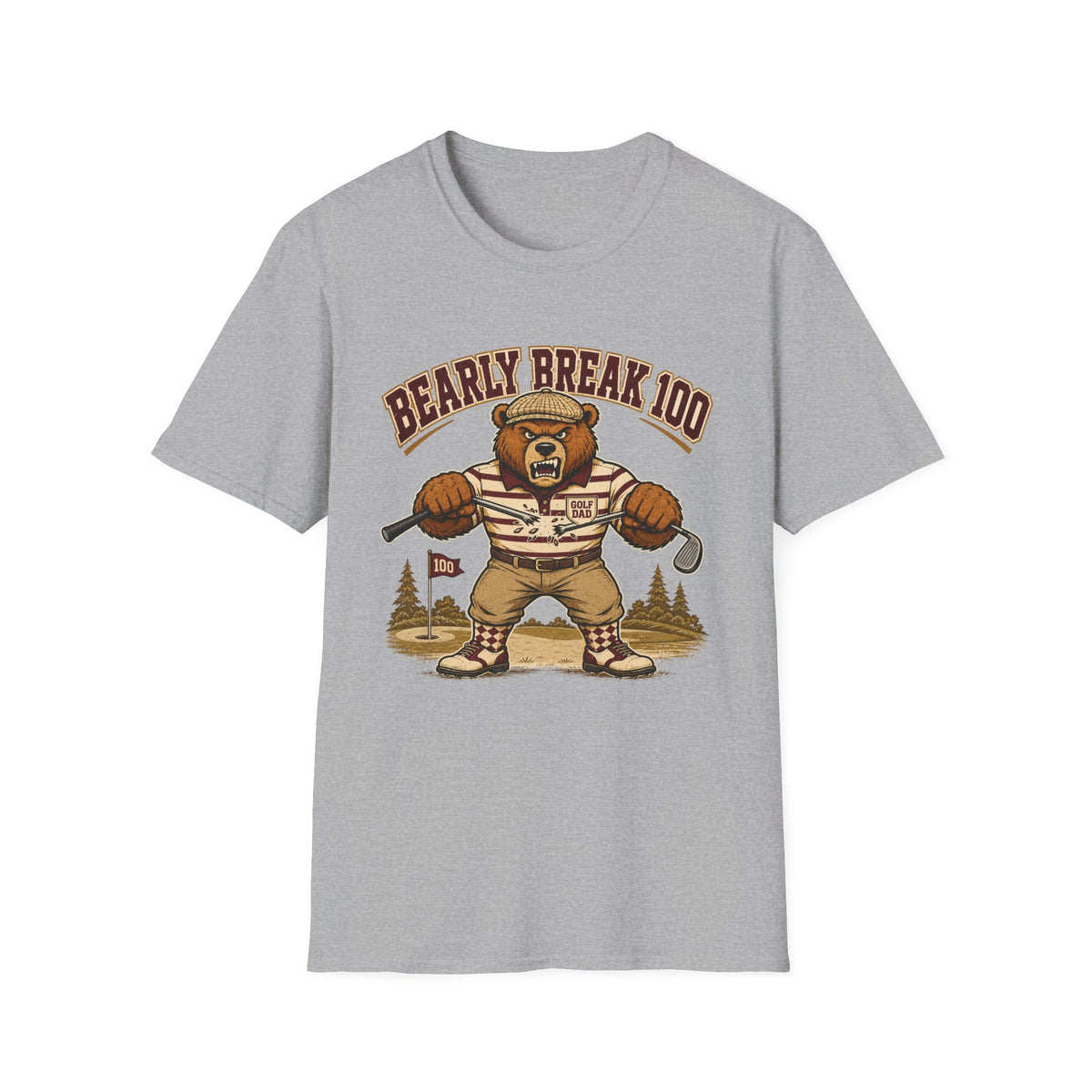 BEARLY BREAK 100 ANGRY BEAR GOLFER 165 T-SHIRT