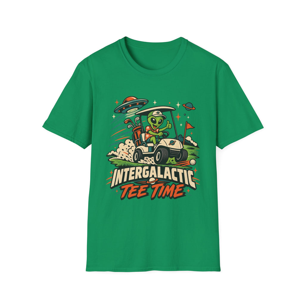 INTERGALACTIC TEE TIME ALIEN CART T-SHIRT