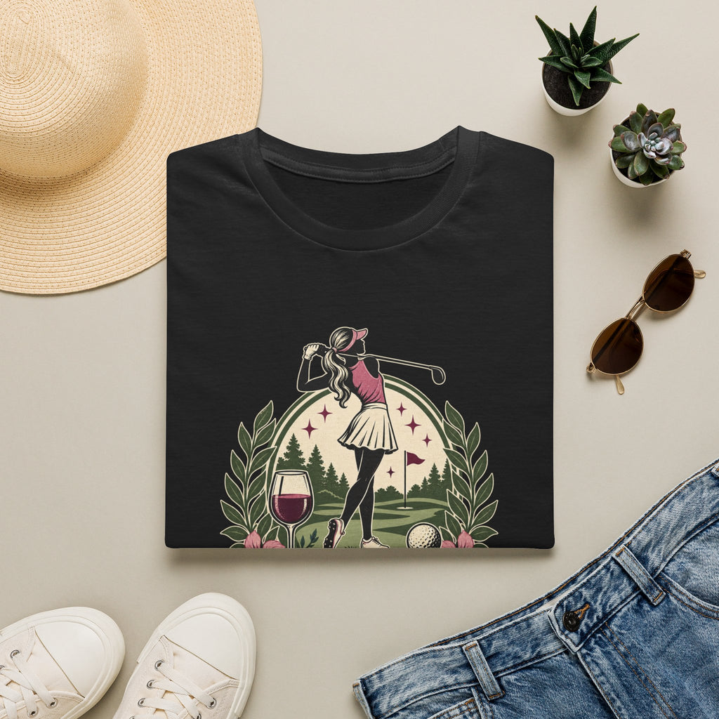 TEE TIME AND WINE GOLFER BADGE T-SHIRT