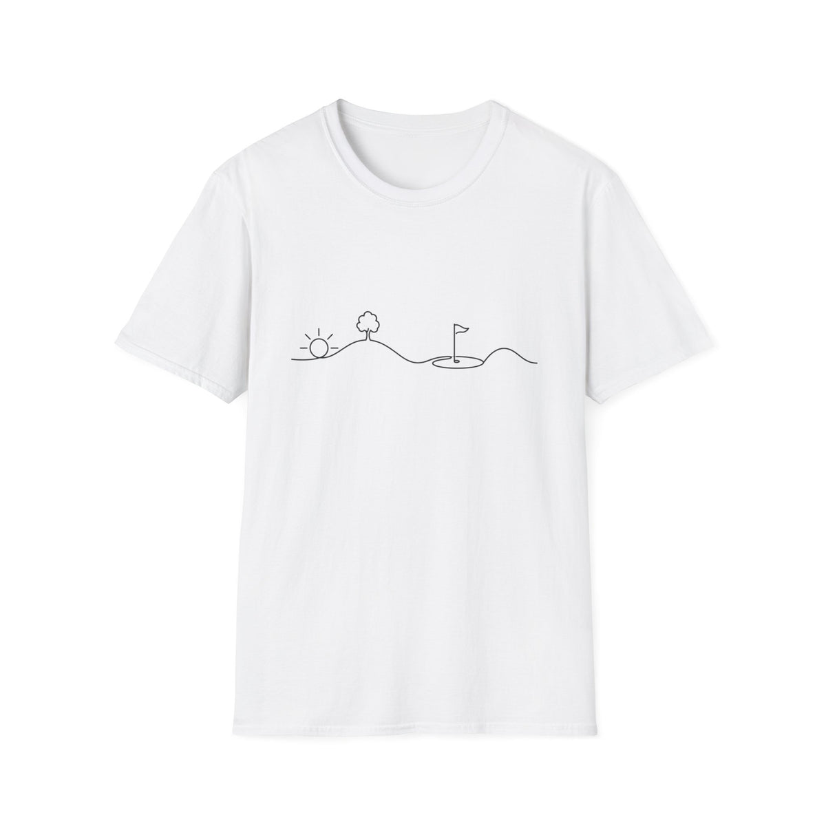 MINIMALIST GOLF COURSE SUN LINE ART T-SHIRT