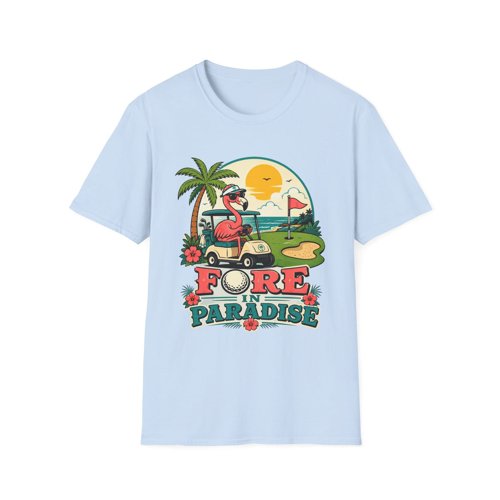 FORE IN PARADISE FLAMINGO CART 11 T-SHIRT