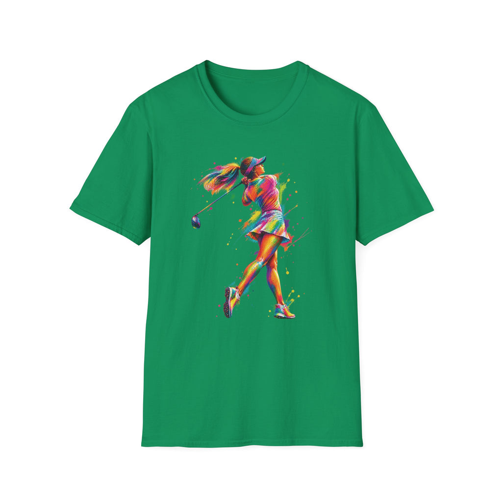 colorful paint splash woman golfer T-Shirt
