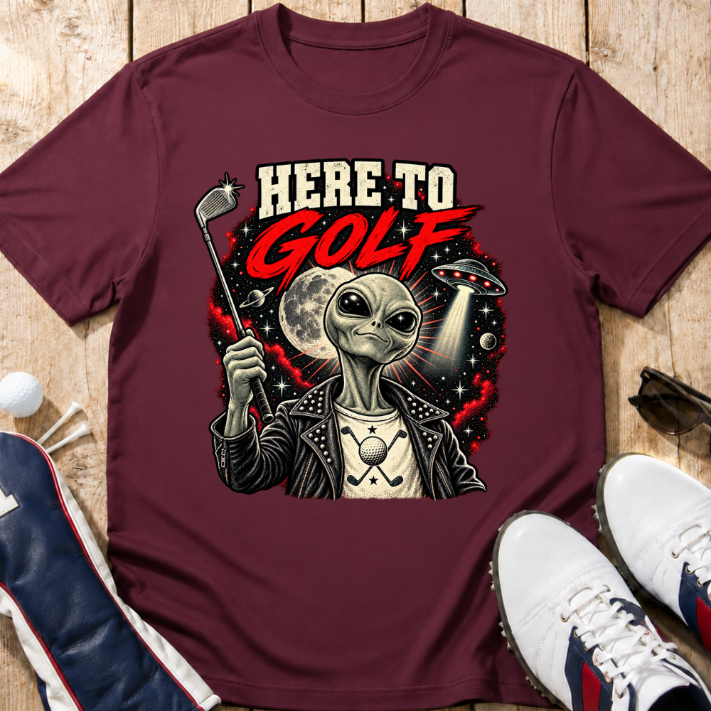 Here To Golf Alien T-Shirt