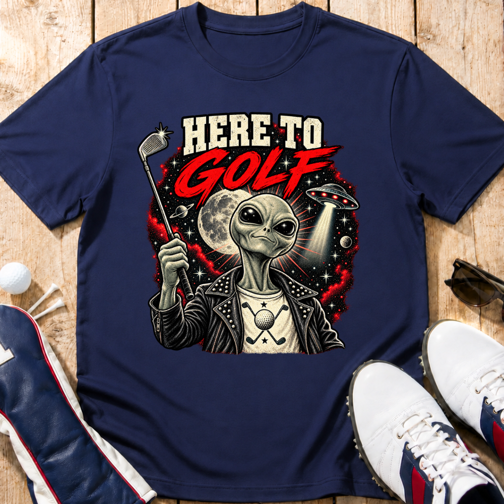 Here To Golf Alien T-Shirt