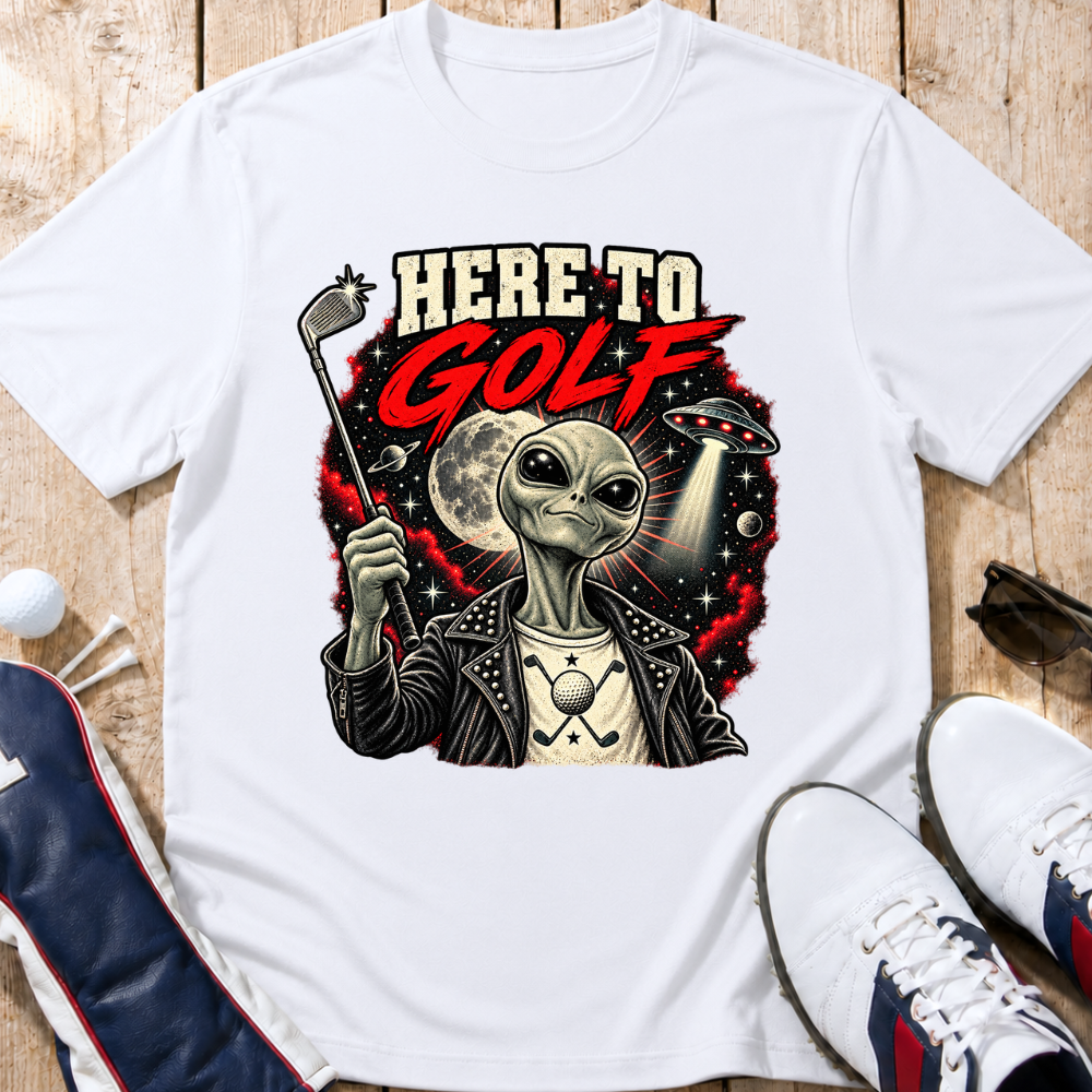Here To Golf Alien T-Shirt